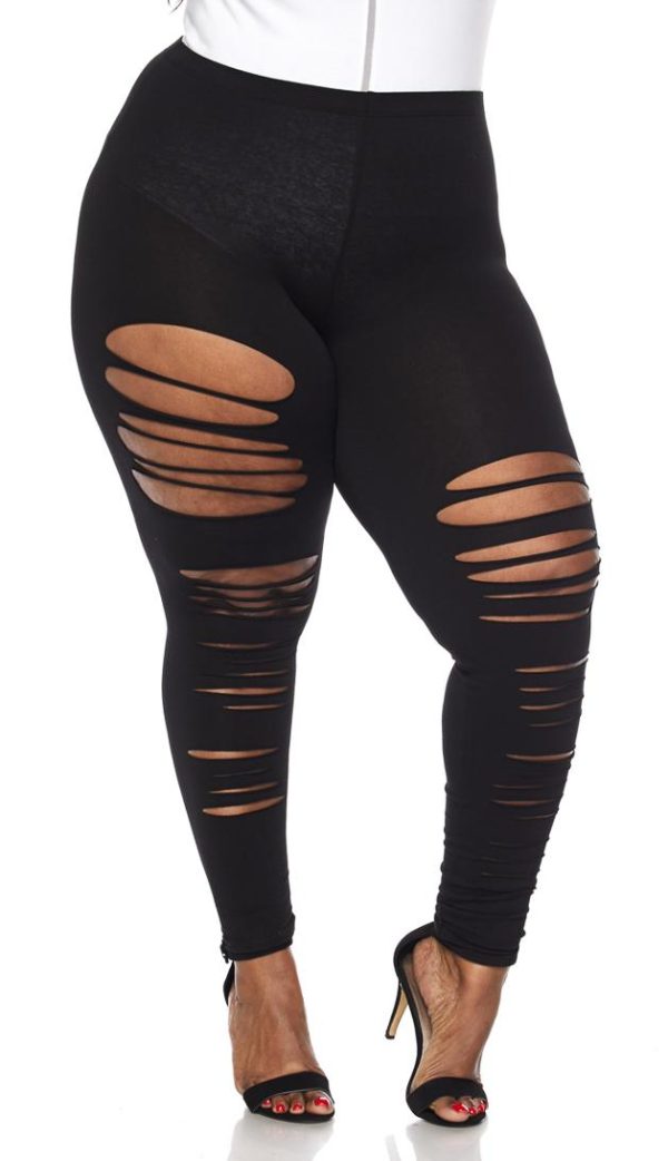Plus Size Ripped Up Torn Apart Leggings