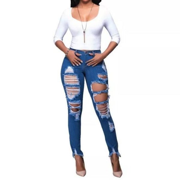 Deeeze Tattered Denim Skinny Jeans